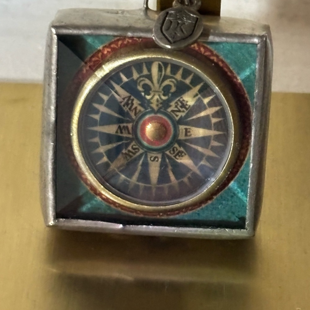 Jewel Kade Teal and Silver Reversible Compass Pendant
